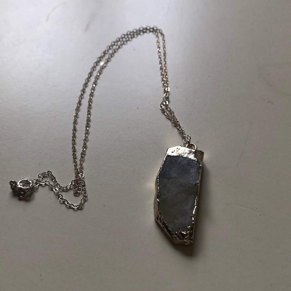 Moonstone necklace with silver chain